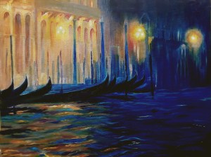 Lumieères à Venise, huile sur toile